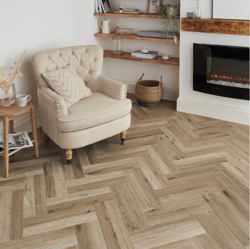 karndean knight tile  stick down sm - kp9144 (herringbone) washed character oak